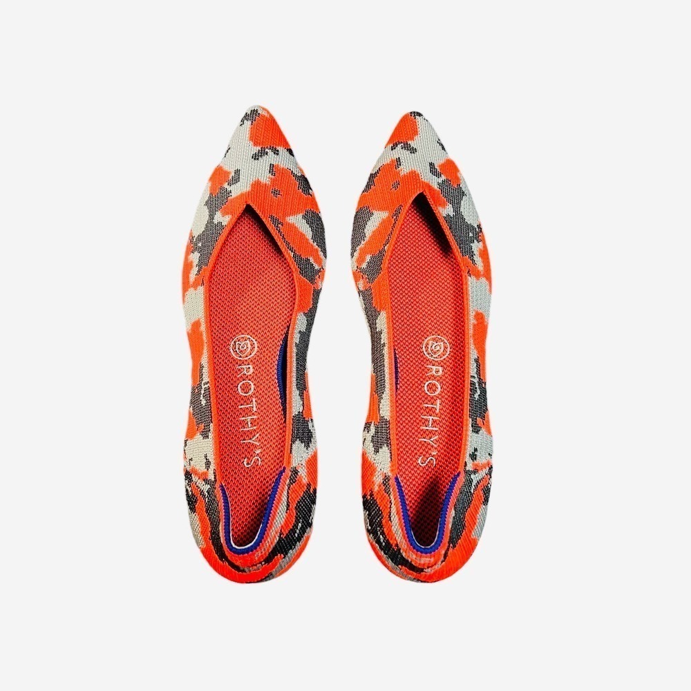 Rothy’s Neon Camo Orange Points Rare Limited Edition Size 6.5‎